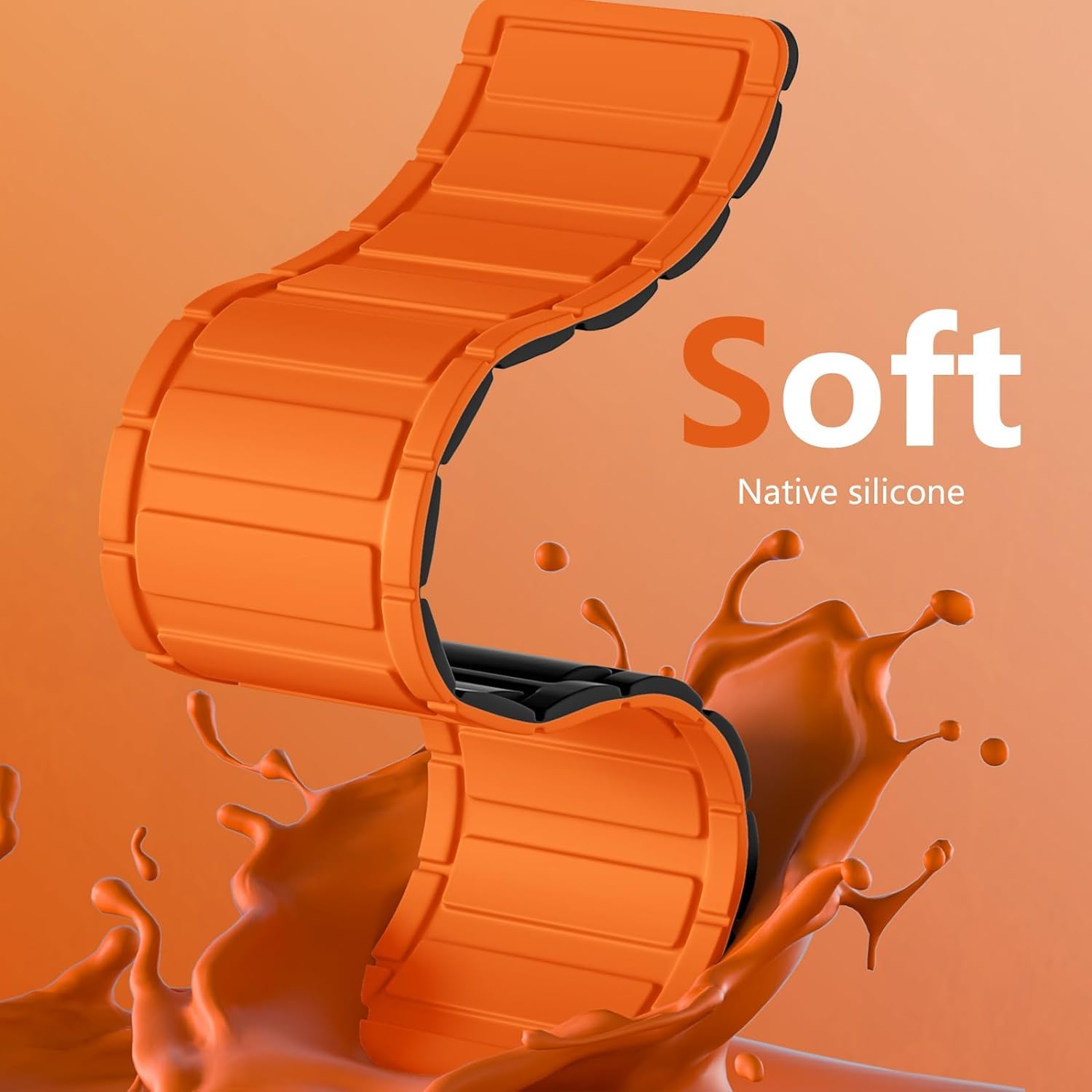 Dual-Tone Magnetic Silicone Band — Black / Orange