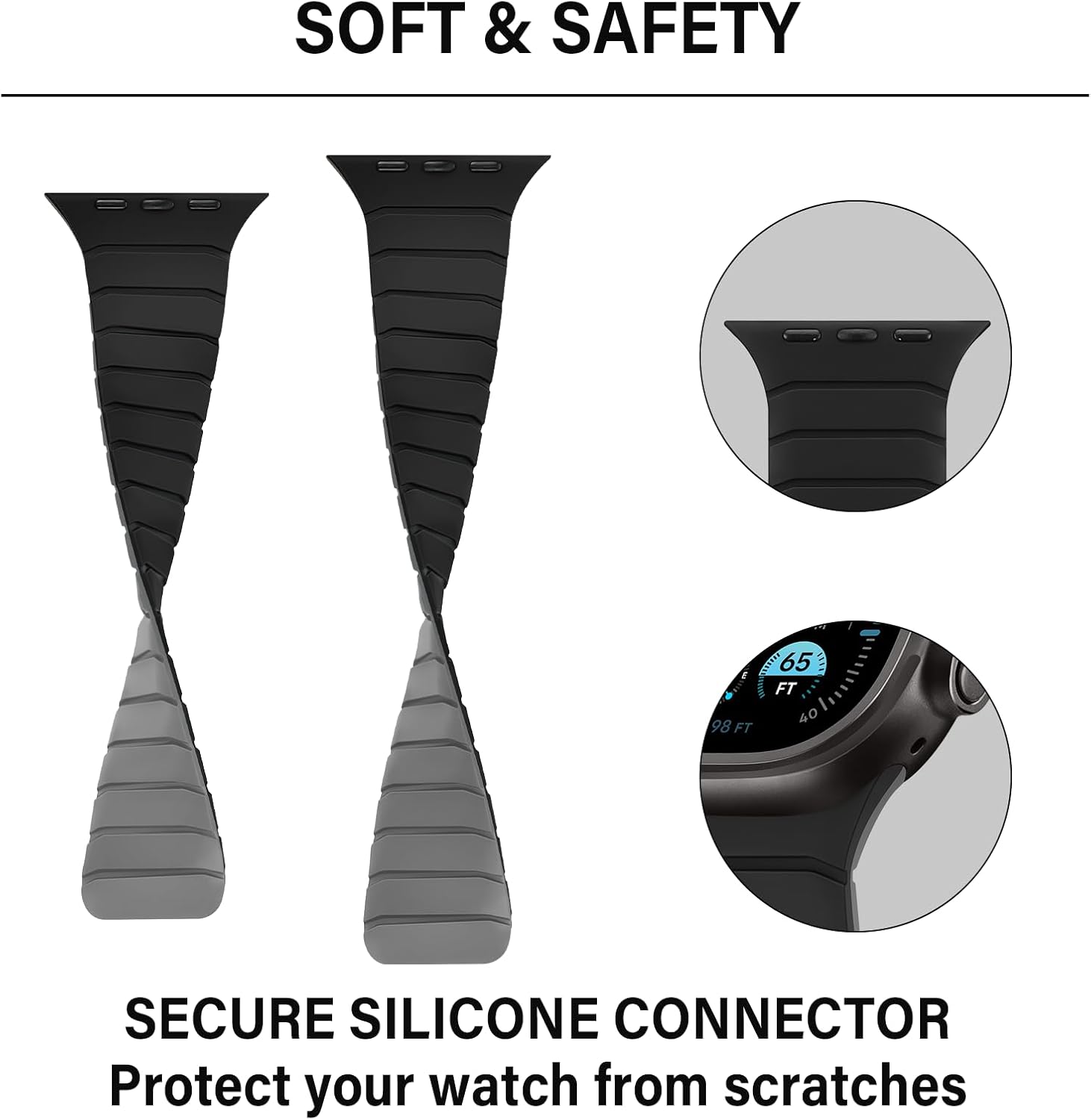 Magnetic Silicone Band — Black / Grey