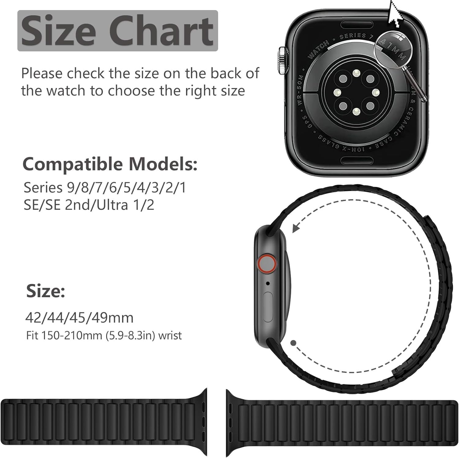 Dual-Tone Magnetic Silicone Band — Black / Orange