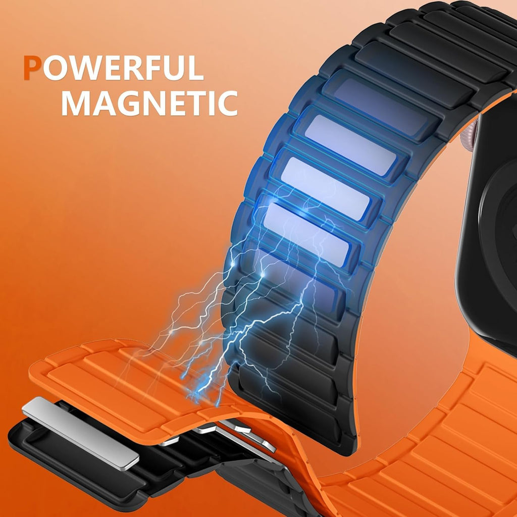 Dual-Tone Magnetic Silicone Band — Black / Orange