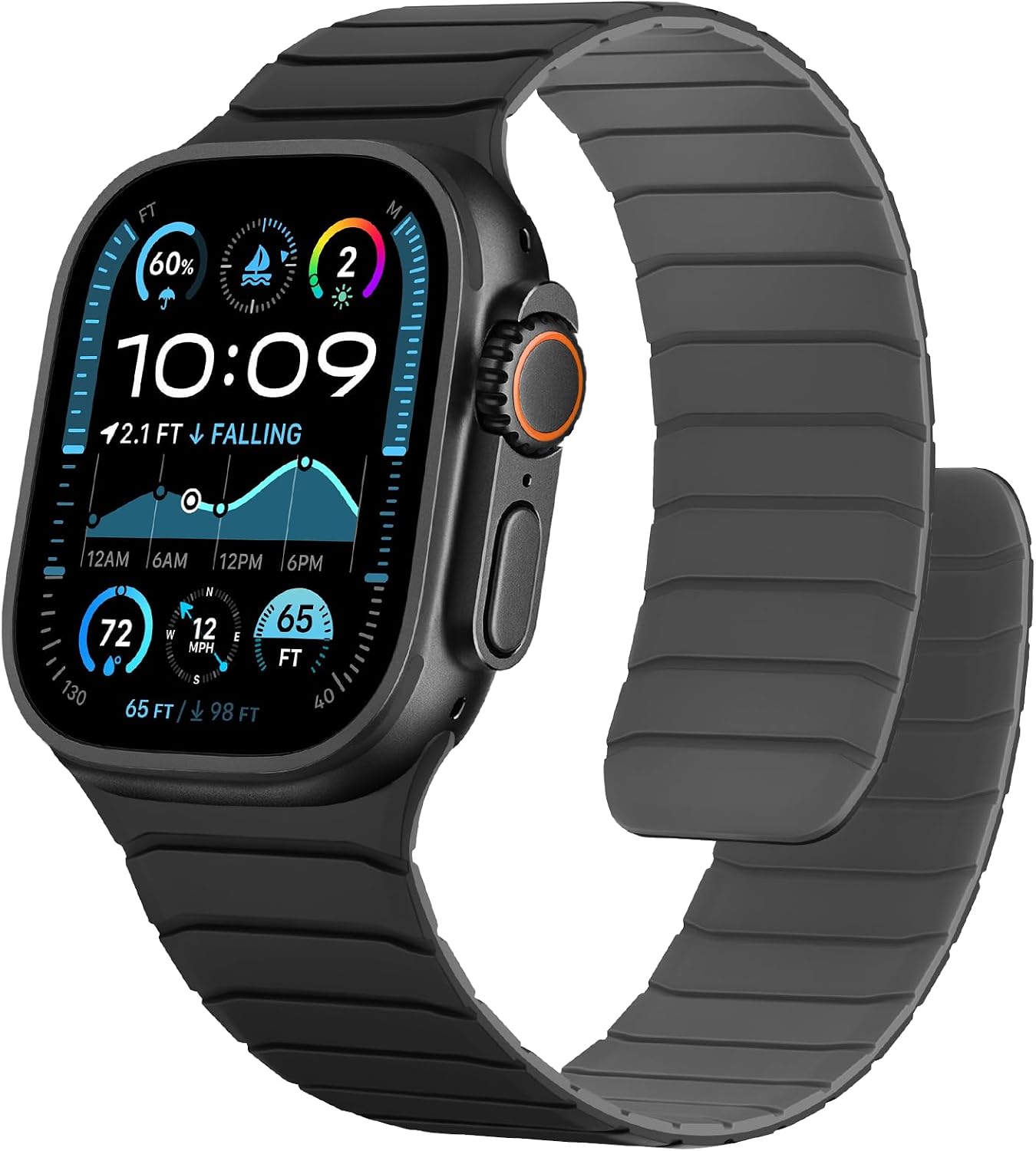 Magnetic Silicone Band — Black / Grey
