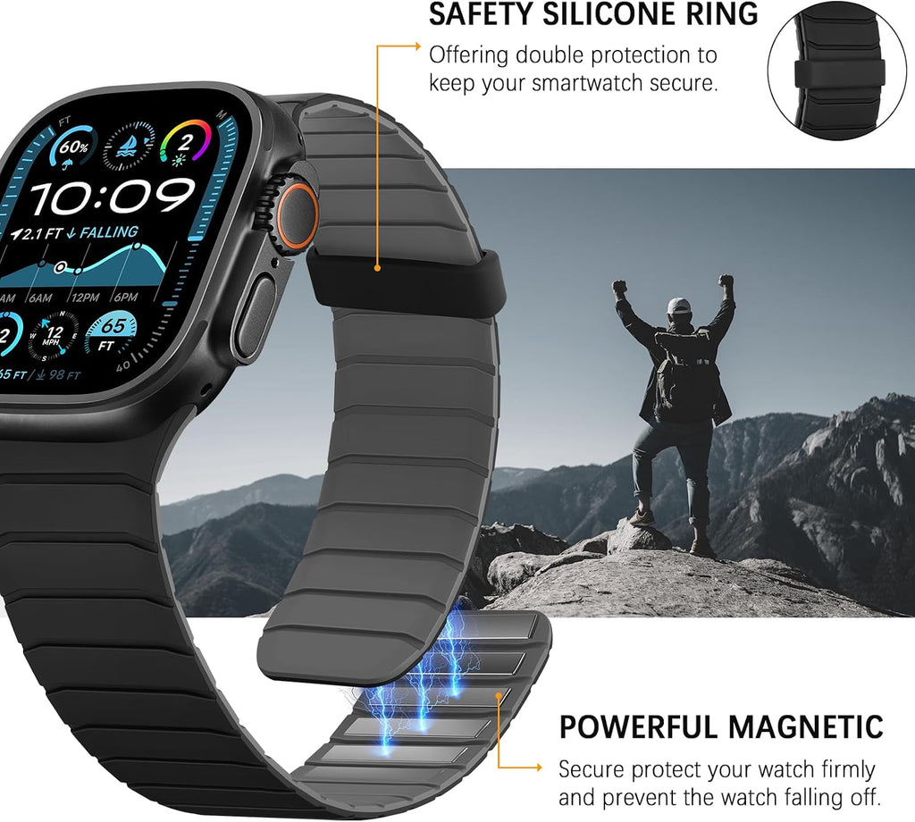 Magnetic Silicone Band — Black / Grey