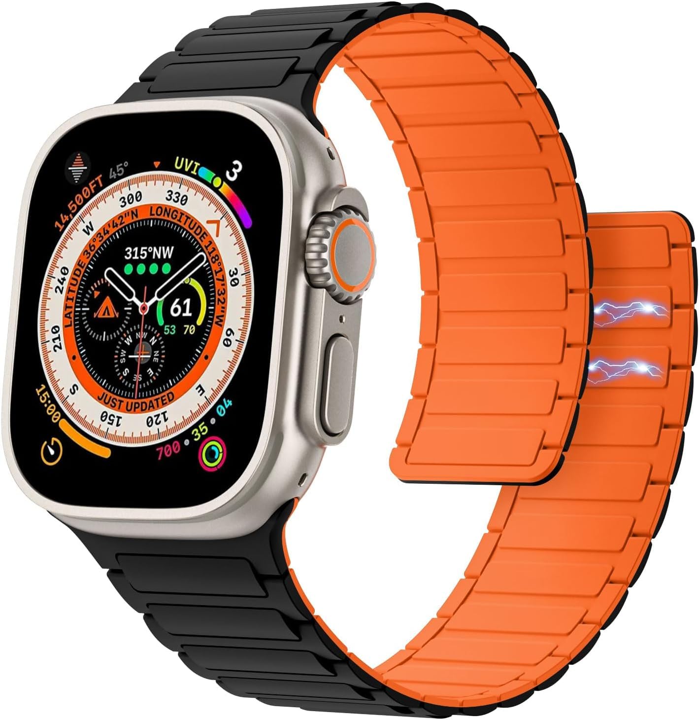 Dual-Tone Magnetic Silicone Band — Black / Orange