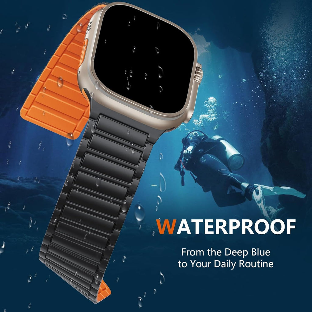 Dual-Tone Magnetic Silicone Band — Black / Orange