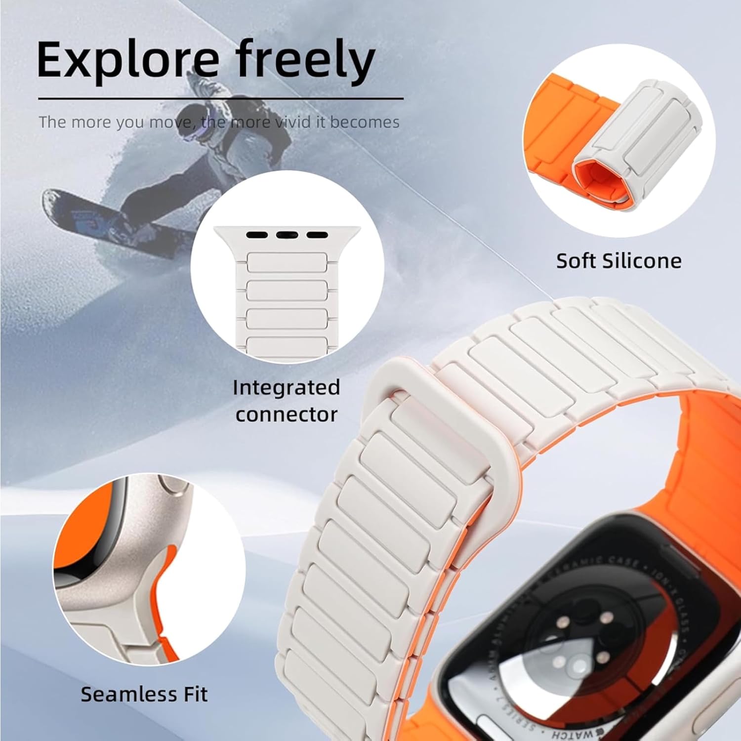 Magnetic Silicone Band — Mint / White